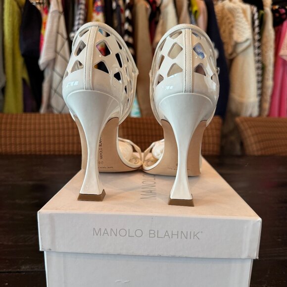 Manolo Blahnik Jadarona Leather Mule Sandals - Bergdorf Goodman Mando Blahnik White Cutout Sandals